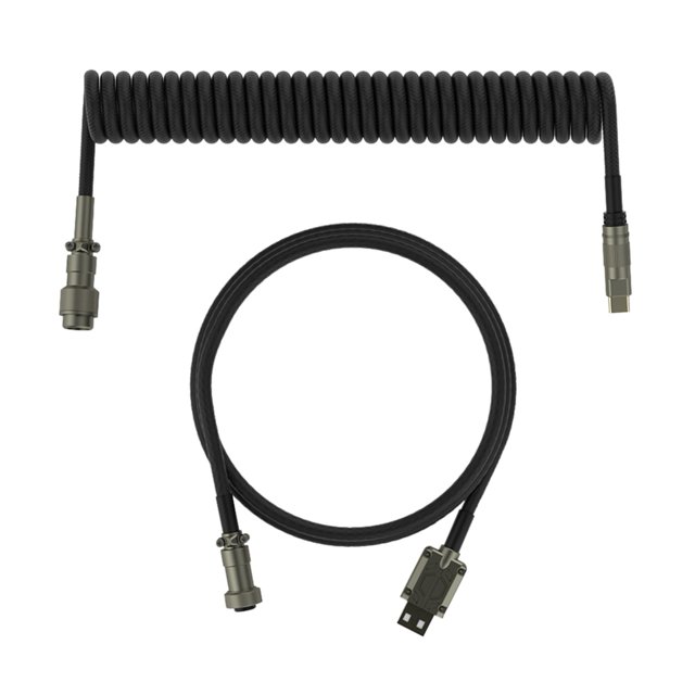1.5m Keyboard Cable Type C To USB Coiled Cable Wire Electroplated Joint Spring Aviation Fishing Net Braid Keyboard Accessories zhangmengya LED