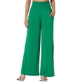thumbnail image 1 of TheMogan Women's S~3X High Rise Smocked Elastic Waist Pull On Wide Leg Lounge Pants, 1 of 7