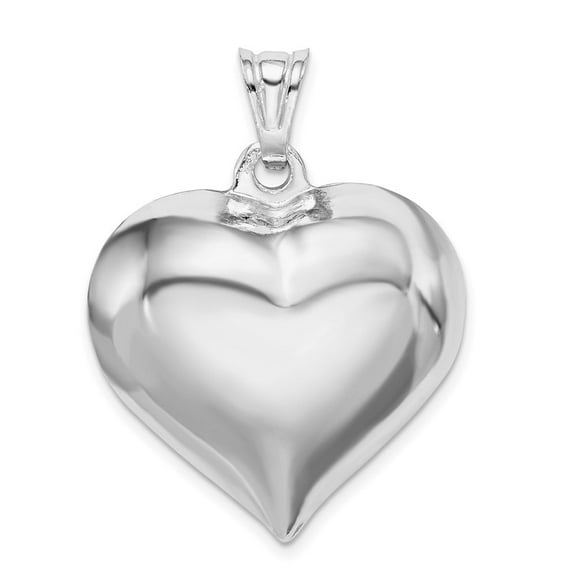 Auriga Fine Jewelry 925 Sterling Silver Puffed Heart Pendant (L- 29 mm, W - 28 mm) for Women
