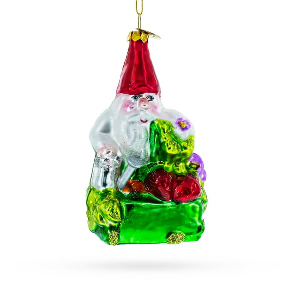Enchanting Gnome Glass Christmas Ornament