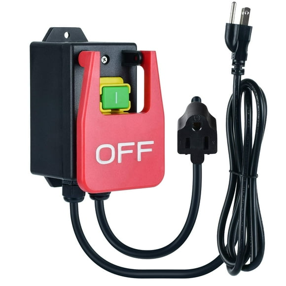 110V Interrupteur Marche/arrêt Monophasé, Interrupteur de Table pour Routeur Ortis avec Grand Panneau Stop et Palette, Contact Facile pour Arrêt Rapide pour Scies de Table et Autres Équipements Électriques