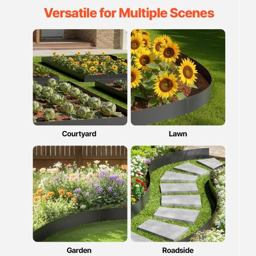 40 x 8 Inch Rust-Resistant Garden Edging Border Steel Landscape Edging ZY-40X8-3Black (Pack of 3)
