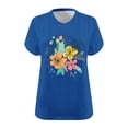 thumbnail image 4 of Zwiiyzr Women's Plus Size T-Shirt V-Neck Short Sleeved Solid Base Tunic Blouse Blue (5XL), 4 of 4