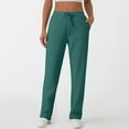 thumbnail image 4 of Hearthz Women's Wide Leg Sweatpants Baggy Straight Leg Sweat Pants Elastic High Waisted Loose Pants with Pockets Turquoise,XL, 4 of 4