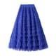thumbnail image 1 of Falda vintage de malla con volantes hasta la pantorrilla para mujer - Falda tutú plisada de corte A y cintura alta (tallas M-L), 1 of 8