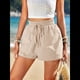 thumbnail image 4 of Pantalones Cortos de para Mujer, Informales, de Verano, de Cintura Alta, con Pierna y Cordón Ajustable, para Playa, Cómodos y A . Caqui XL, 4 of 7