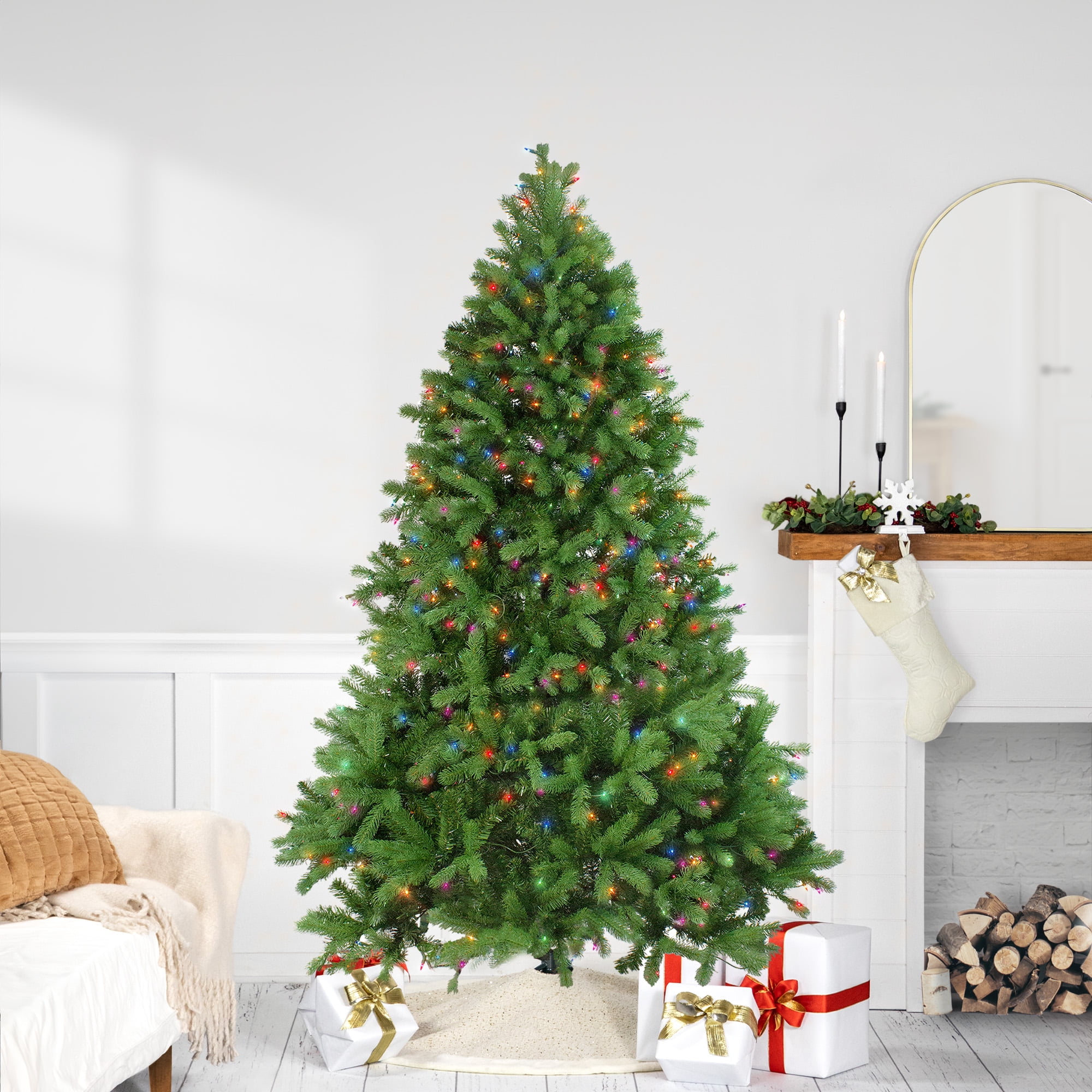 Northlight Real Touch Pre Lit Full Noble Fir Artificial Christmas Tree 6.5 Multi Color Lights