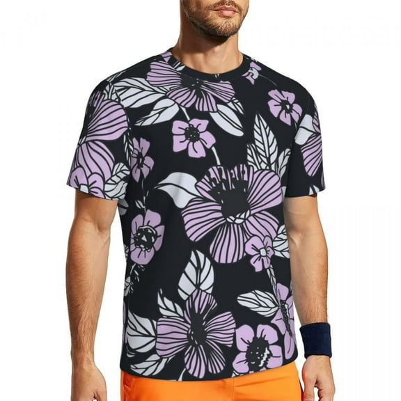 T Shirt For Men Retro Flower Print Sports T-Shirt Summer Pretty Floral Vintage Popular Tee Shirt For