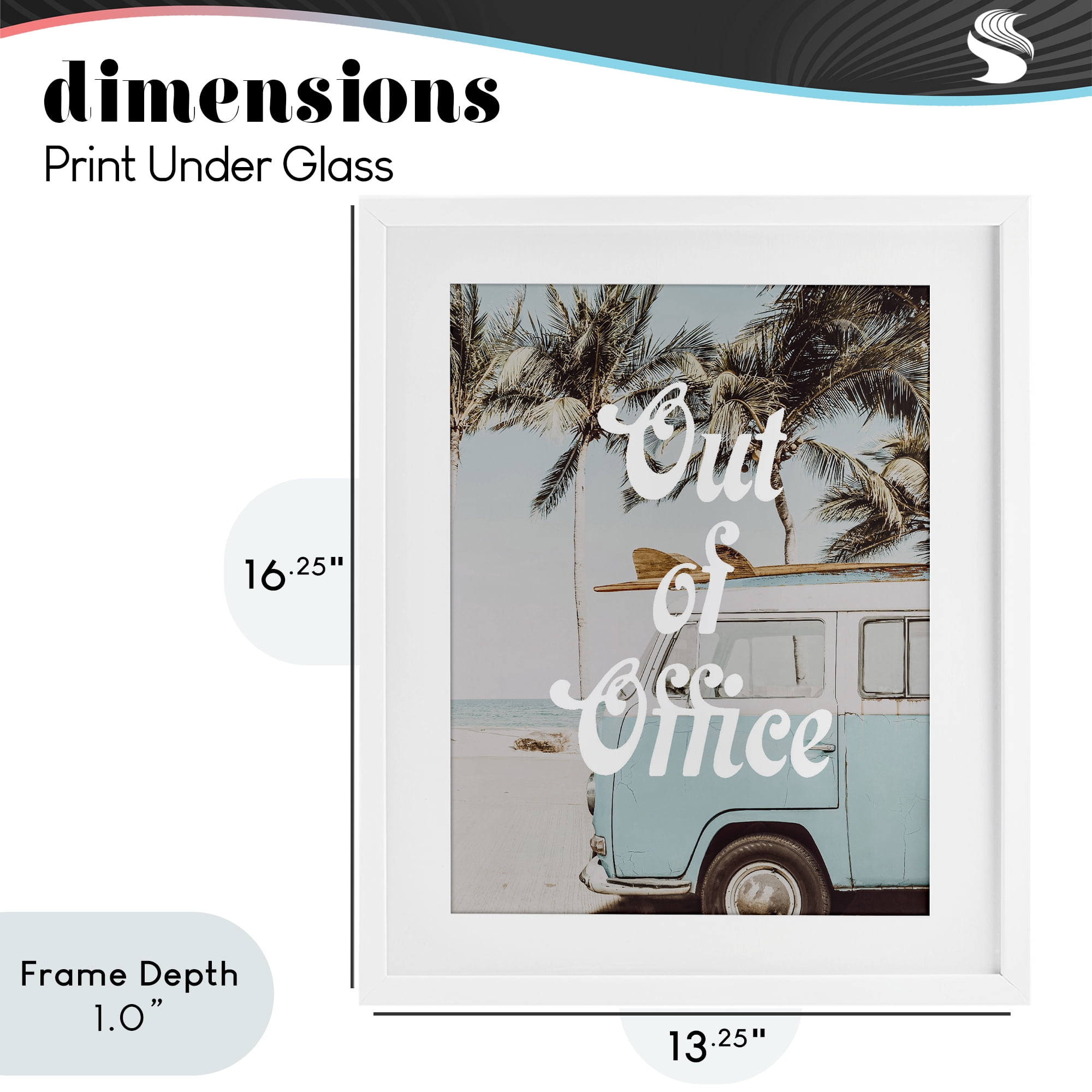 Stupell Industries Retro Out Of Office Beach White Framed Print Under Glass, design by Lil' Rue