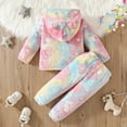 thumbnail image 4 of REgarm Toddler Girls Fall Winter Clothes Long-sleeve Tie Dye Fuzzy Hoodie Pullover and Sweatpants Print Hooded Outfits Set (Red,5-6 Years), 4 of 7