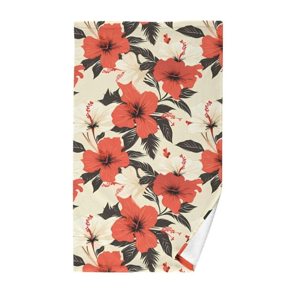 Lily Red Flowers Floral Cotton Face Towels Soft Hand Towel Absorbent Bathroom Towel for Kitchen Hotel Decoration