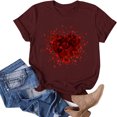 thumbnail image 1 of TIMIFIS Hauts à Manches Courtes pour la Saint-Valentin pour Femmes Mode Décontractée Col Rond Imprimé Cœur d'Amour T-Shirt d'Été Ample Col Rond, 1 of 4