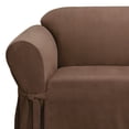 thumbnail image 3 of SureFit Soft Suede 1 Piece Sofa Slipcover, Relaxed Fit Furniture Cover, Chocolate, 3 of 3