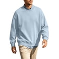 thumbnail image 7 of Mens Fleece Crewneck Sweatshirt Cotton Pullover Sweater Athletic Workout Casual Oversized Warm Shirts Light Blue 3XL, 7 of 7