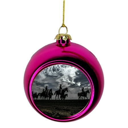 Santa Klaus and Sleigh Riding Over The Kentucky Derby US Bauble Christmas Ornaments Pink Bauble Tree Xmas
