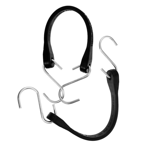 FRCOLOR Black Rubber Bungee Cords with Strong Hooks for Use 2 Pieces Elastic and Durable for