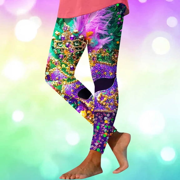 Xuyuer Women's Carnival 80s Leggings Artistic Splash Printed Buttery Soft Pants High Waisted Seamless Workout Leggings yoga