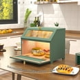 thumbnail image 2 of CBJCBJ 15.1" Gold-Trimmed Wooden Bread Box | 2-Tier Countertop Organizer | Vintage-Inspired Pantry Decor（GREEN）, 2 of 7