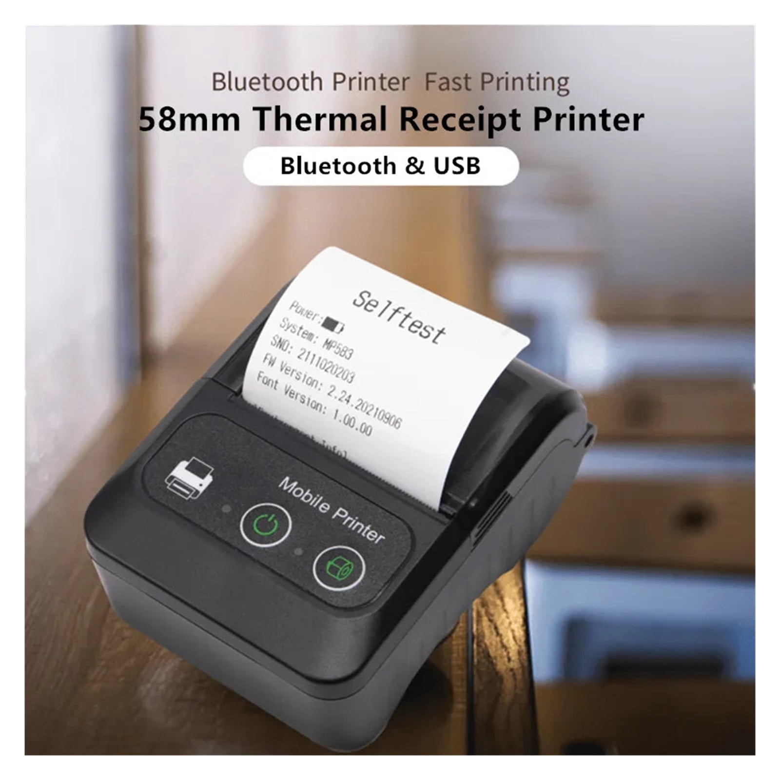 Portable Mini 58mm Receipt Thermal Printer Handheld Bluetooth Cashier Ticket Bill Printer Compatible