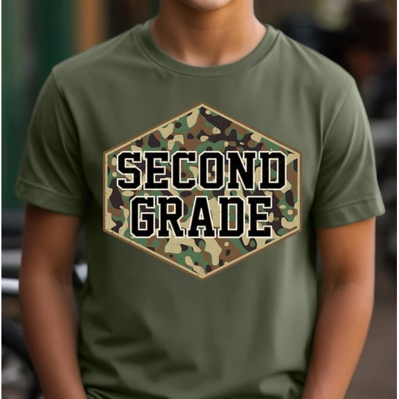 Second Grade Camo T-Shirt: Back To School Boys Tee
