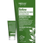 Luxe Organix - ReNew 2-in-1 Face Mask and Scrub – Organic Skin Exfoliator, Blackhead Remover, Acne Treatment,