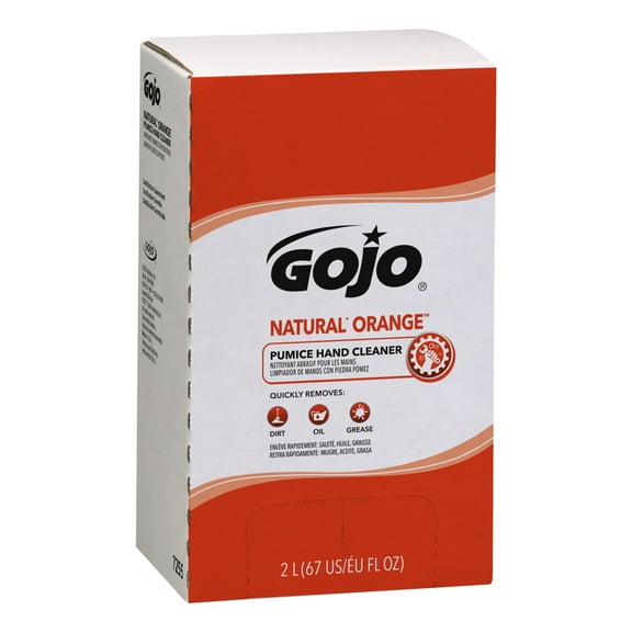 GOJO Industries 7255-04 2000 mL NATURAL ORANGE Pumice Hand Cleaner Refill - Citrus Scent (4/Carton)