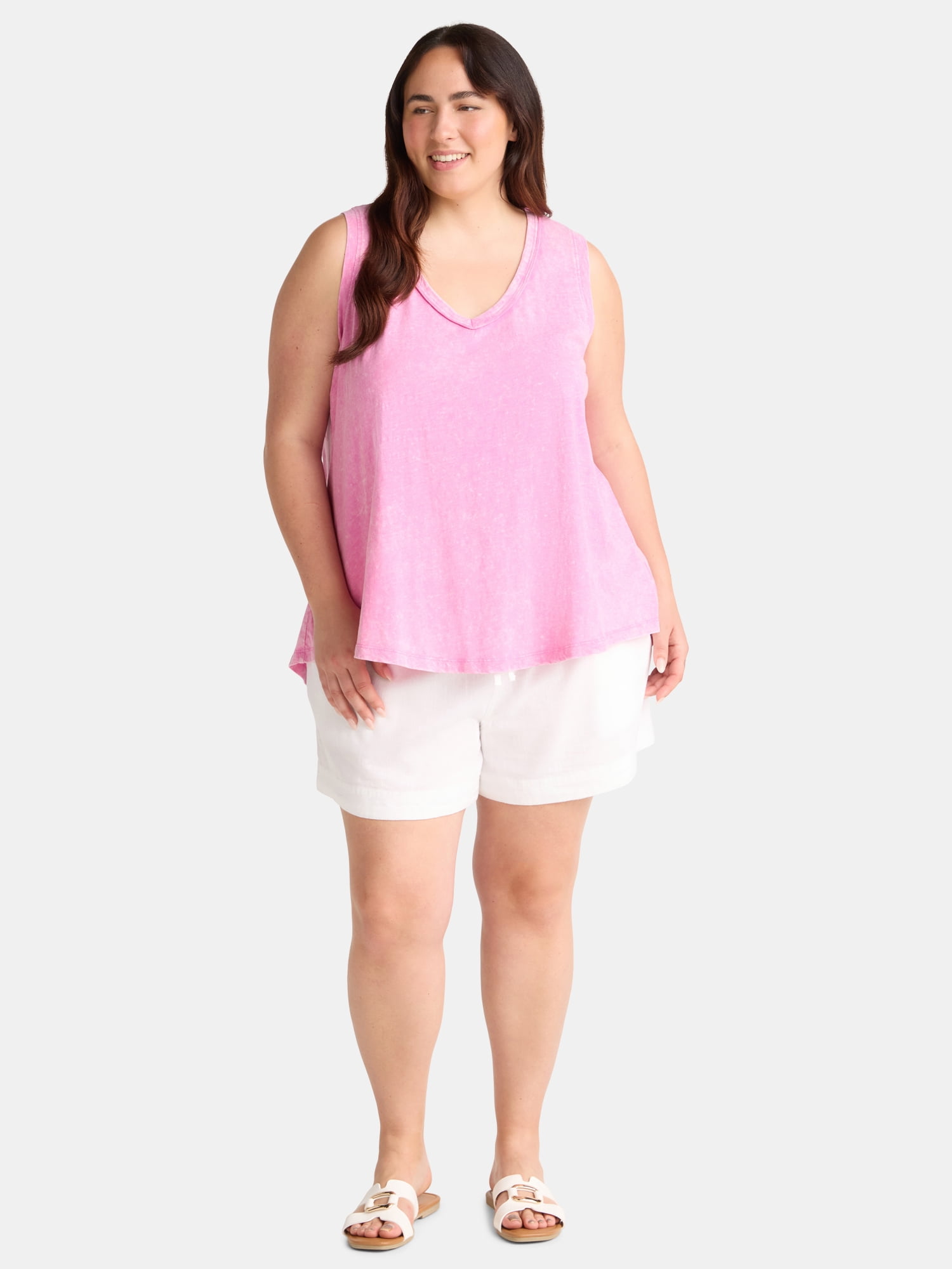 Terra & Sky Women's Plus Slub Cotton Swing Tank Top, Sizes 0X-5X