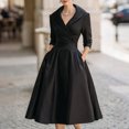 thumbnail image 3 of STETMN Women's Wrap Long Dress Lapel Neck Vintage Dress Swing Hem Night Party Dresses, 3 of 6