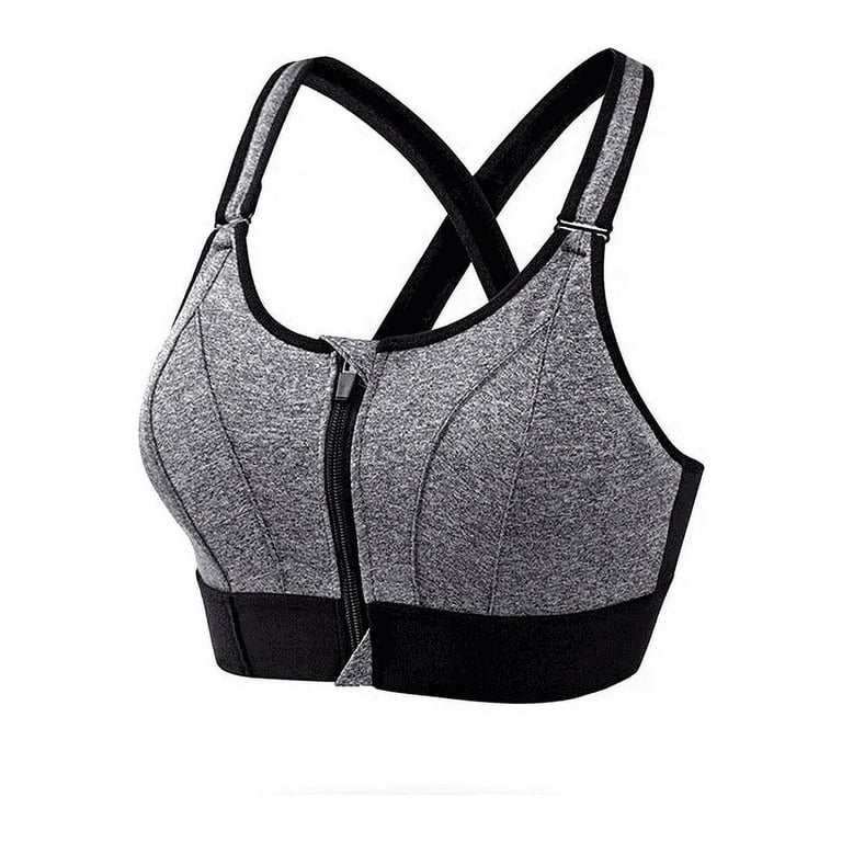 Women's Front Zipper Sports Bras Nylon & Spandex Plus Size Underwear Push  up for Running Yoga Sport, Purple M