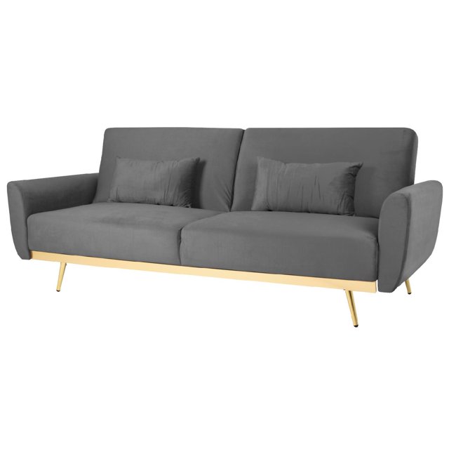 Sofá Cama Reclinable Para 3 Personas Poliéster Tipo Terciopelo Kingshouse gris oscuro 5