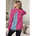 thumbnail image 1 of ABPHQTO Blusa de mujer con cuello dividido y estampado de rosas, 1 of 5