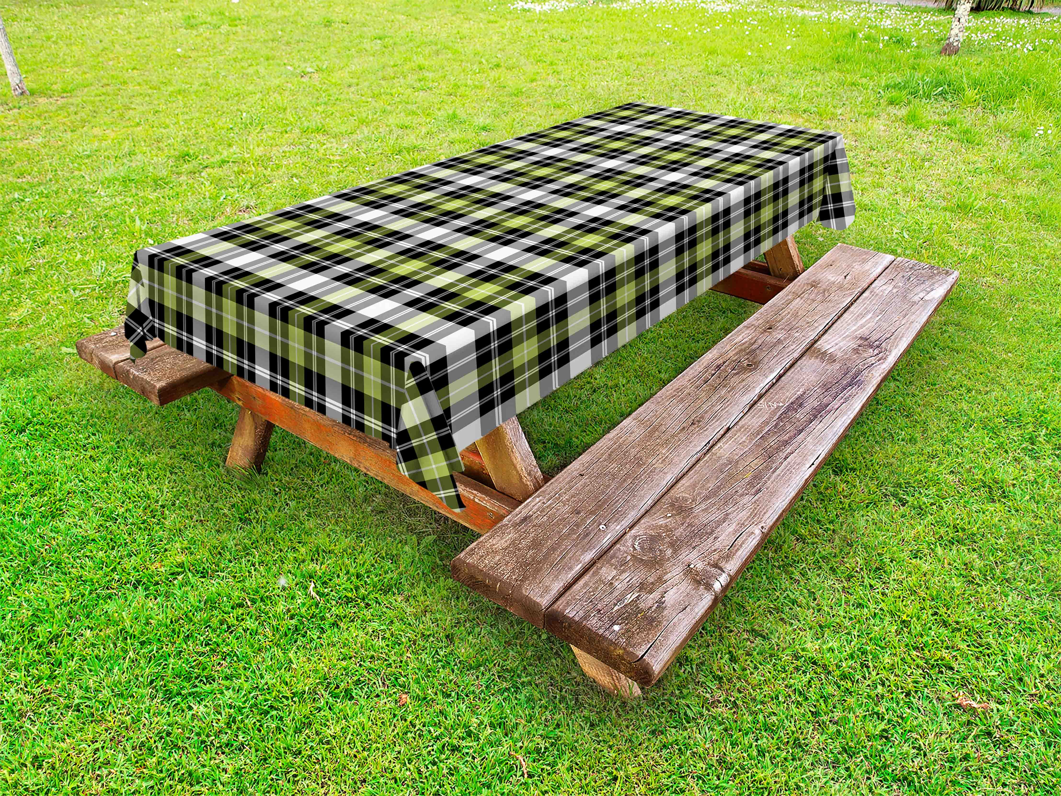 Abstract Outdoor Tablecloth, Square Shaped Horizontal and Vertical