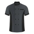 thumbnail image 3 of SiiRoh Adult Color Block Short Sleeve Chef Jacket Men Women Cook Coat Kitchen Work Uniform Shirt Top Gray XXL, 3 of 6