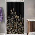 thumbnail image 2 of Small Stall Black Gold Dark Floral Wildflower Shower Curtain for Bathroom Decor 36Wx72H Rustic Botanical Herb Plant Leaves Nature Art Printed Fabric Polyester Waterproof 7 Pack Plastic Hooks, 2 of 6