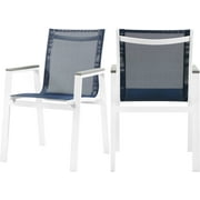 Meridian Furniture Nizuc Navy Outdoor Patio Dining Arm Chair (Set of 2)