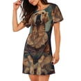 thumbnail image 2 of Balery Tree Meditating Golden Retriever Camisón de manga corta con cuello redondo para mujer, cómodo y elegante., 2 of 6