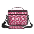 thumbnail image 2 of Daisy Pioneer Flower Pink Pattern Insulated Lunch Box for Women Men, Medium Leakproof Cooler Bag with Adjustable Strap, 10"x6.7"x8", 2 of 6