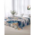 thumbnail image 6 of Navy Blue Yellow Flat Sheet Only Twin Size, Soft Breathable Bed Top Sheets for Mattress, Boho Southwestern Ethnic Mexican Flowers Luxury Bedding Flat Sheets for Home Hotel Bedroom Bed Protection, 6 of 9
