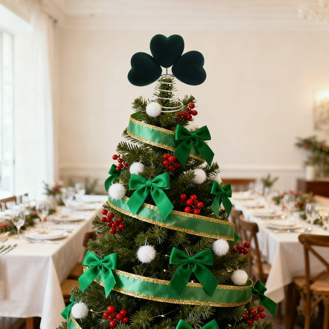 QTOCIO St. Patrick's Day Trefoil Tree Topper Decoration Ornament Party Home Christmas Tree Decoration