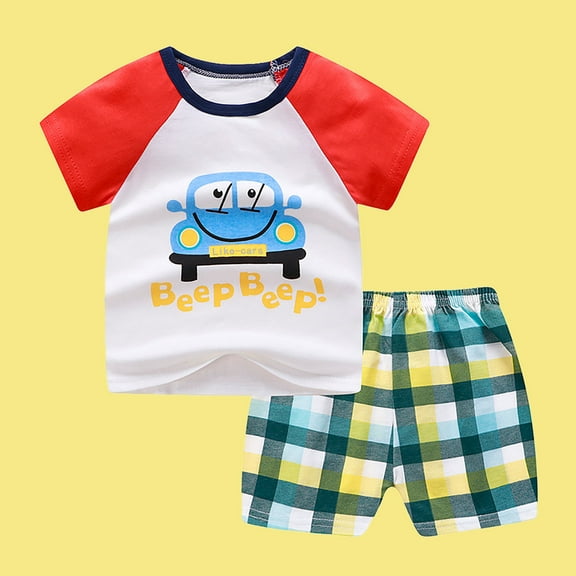1-5 Year Toddler Boys Print Pattern Short Sleeve Clothes Summer Two-piece Sute