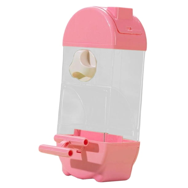 Comedero automático para pájaros, resistente y antisalpicaduras, para loros y agapornis. Rosa