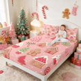 thumbnail image 3 of Manfei Gingerbread Queen Sheets Christmas Queen Sheet Sets, Black Red 4pcs (1 Flat Sheet, 1 Fitted Sheet and 2 Pillowcases), 3 of 6