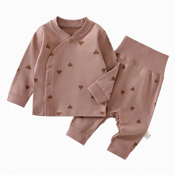 KPOPLK Toddler Boys Pajamas Cotton Sleepwear Pjs Sets Long Sleeve Tie Side Top and Warm Pant Nightwear Jammies,Size 9-12 Months