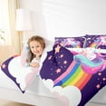 thumbnail image 4 of Homewish Teens Kawaii Unicorn Bedding Comforter Set, Dreamy Rainbow Cloud Twin Comforter Sets, Mystic Purple Stars Galaxy Reversible Bedding Set, Microfiber Bedroom Decor, 2 Pieces, 4 of 8