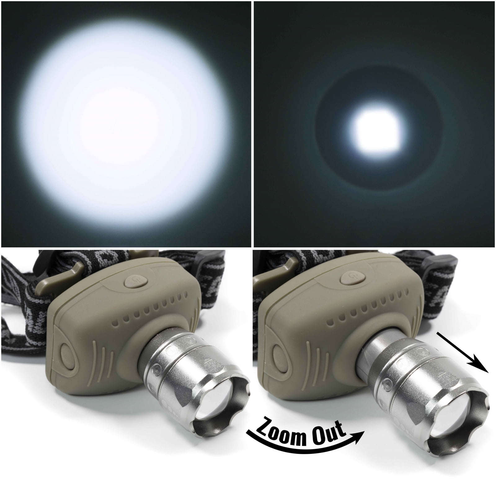 ASR Outdoor Zoom 3 Watt Cree Head Lamp Pivots 180 Degrees 120 Lumens Head Strap