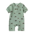 thumbnail image 2 of TOOYOU Baby Girl Bodysuits Cheap Toddler Girl Onesies Short Sleeved Rainbow Print Jumpsuit Summer Cozy Baby Girl Romper Green Size 12-18 Months, 2 of 3