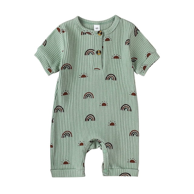 Gibobby Mameluco polar Monos para bebé niña/niño, ropa de manga corta, mono con estampado de arcoíris, traje de verano de 3, 6, 12, 18 y 24 meses(C, 18-24 Meses)