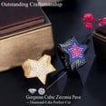 thumbnail image 6 of Rainbow Cubic Zircon Lucky Star Finger Ring Black Gold Plated Fashion CZ Jewelry, 6 of 9