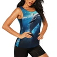 thumbnail image 2 of Gukieu Ice Blue Ocean Cute Dolphin Print Women's Quick-drying Fitness Vest, Round Neck Sleeveless Fitness T-shirt, Suitable for Yoga, Sports-XX-Large, 2 of 7