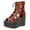 Brown, variant on Platform Wedges Gladiator Sandals for Women Open Toe Lace up Caged Fashion Streetwear Dress Shoes with Side Zipper Red Size 6